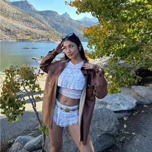 Fashion Nova Brown Cropped Jacket
